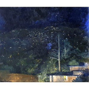 Israr Hussain, Muree Night, 16 x 18 Inch, Oil on Board, Cityscape Painting, AC-ISHN-013